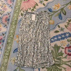 Mango Silver Sequin Women's Skirt